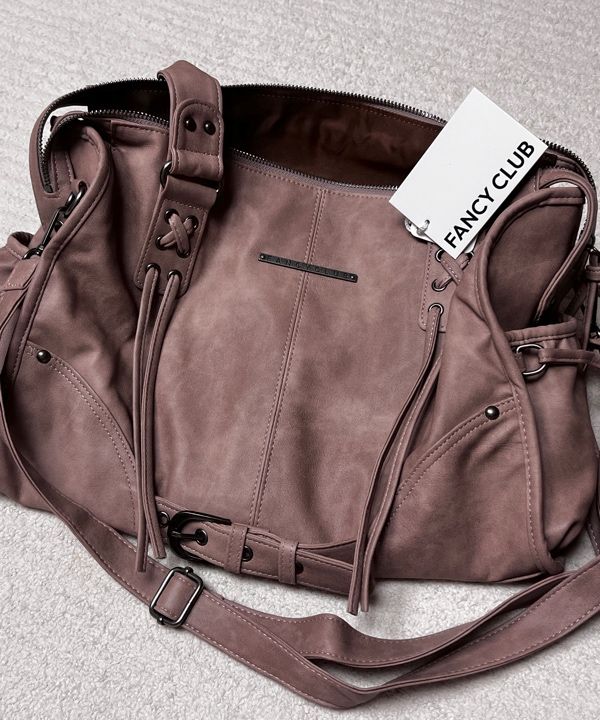 MUSINSA | FANCY CLUB Belted Washed Leather Bag (BABY PINK