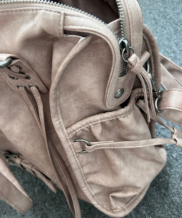 MUSINSA | FANCY CLUB Belted Washing Leather Bag (BABY PINK) F25QE990