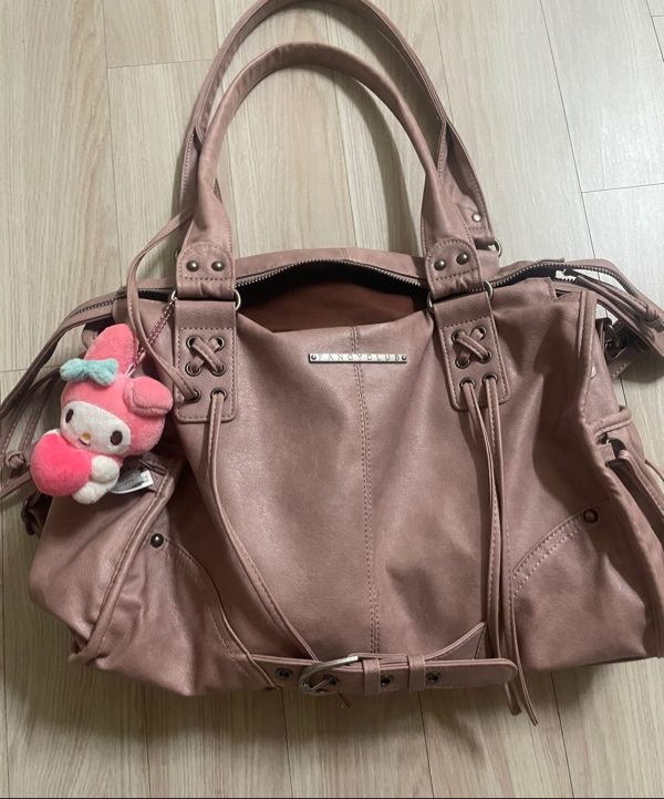 MUSINSA | FANCY CLUB Belted Washing Leather Bag (BABY PINK) F25QE990