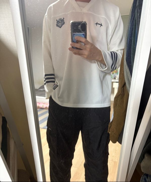 MUSINSA公式 | HDEX Mixed Mesh Rugby Long Sleeve (Navy)