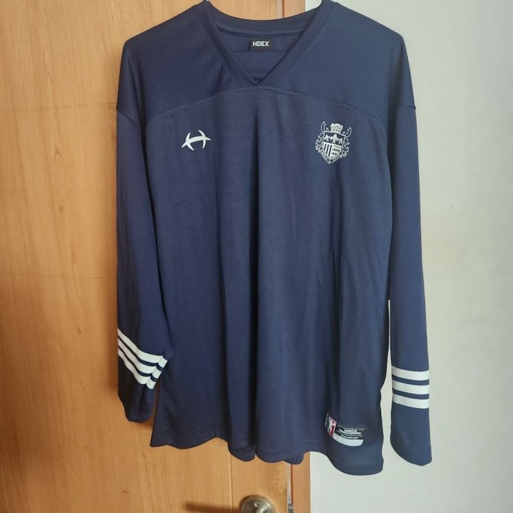 MUSINSA | HDEX Mixed Mesh Rugby Long Sleeve (Navy)