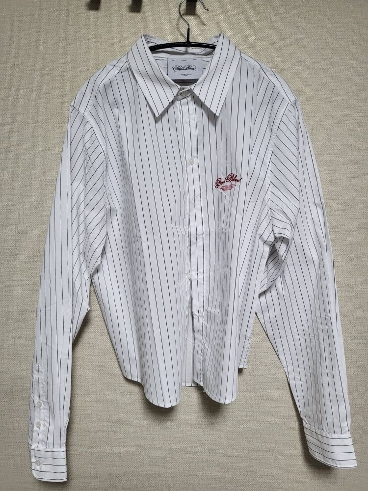 MUSINSA | BADBLOOD Classic Logo Long Sleeve Shirt - Blue/Striped