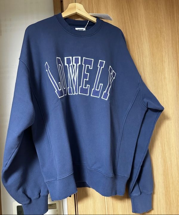 MUSINSA | NOHANT LONELY/LOVELY DAMAGE SWEATSHIRT INDIGO BLUE