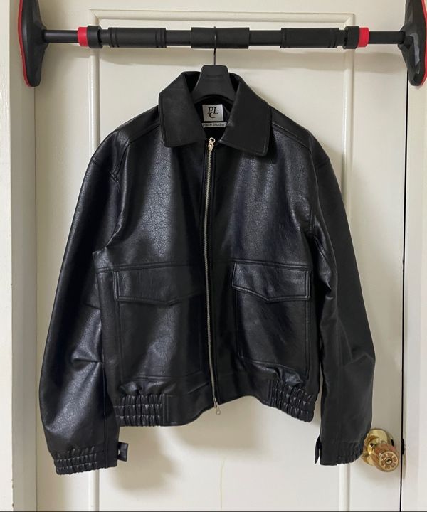 MUSINSA | PLACESTUDIOMAN Big Pocket Vintage Washed Leather Zip-up