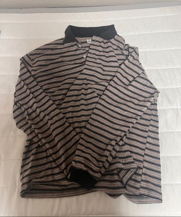 MUSINSA | PARTIMENTO Multi Stripe Collar Long Sleeve Brown