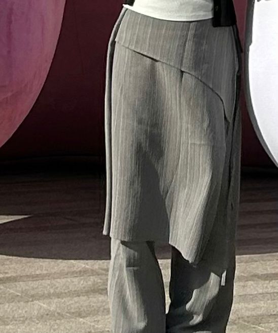 MUSINSA | NEEV Tiered Layered Skirt Wrap Pants (Gray)