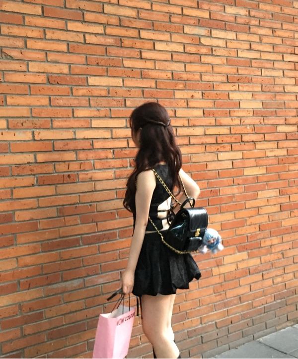 MUSINSA公式 | KASHIKO Ribbon Paneled Sleeveless Black
