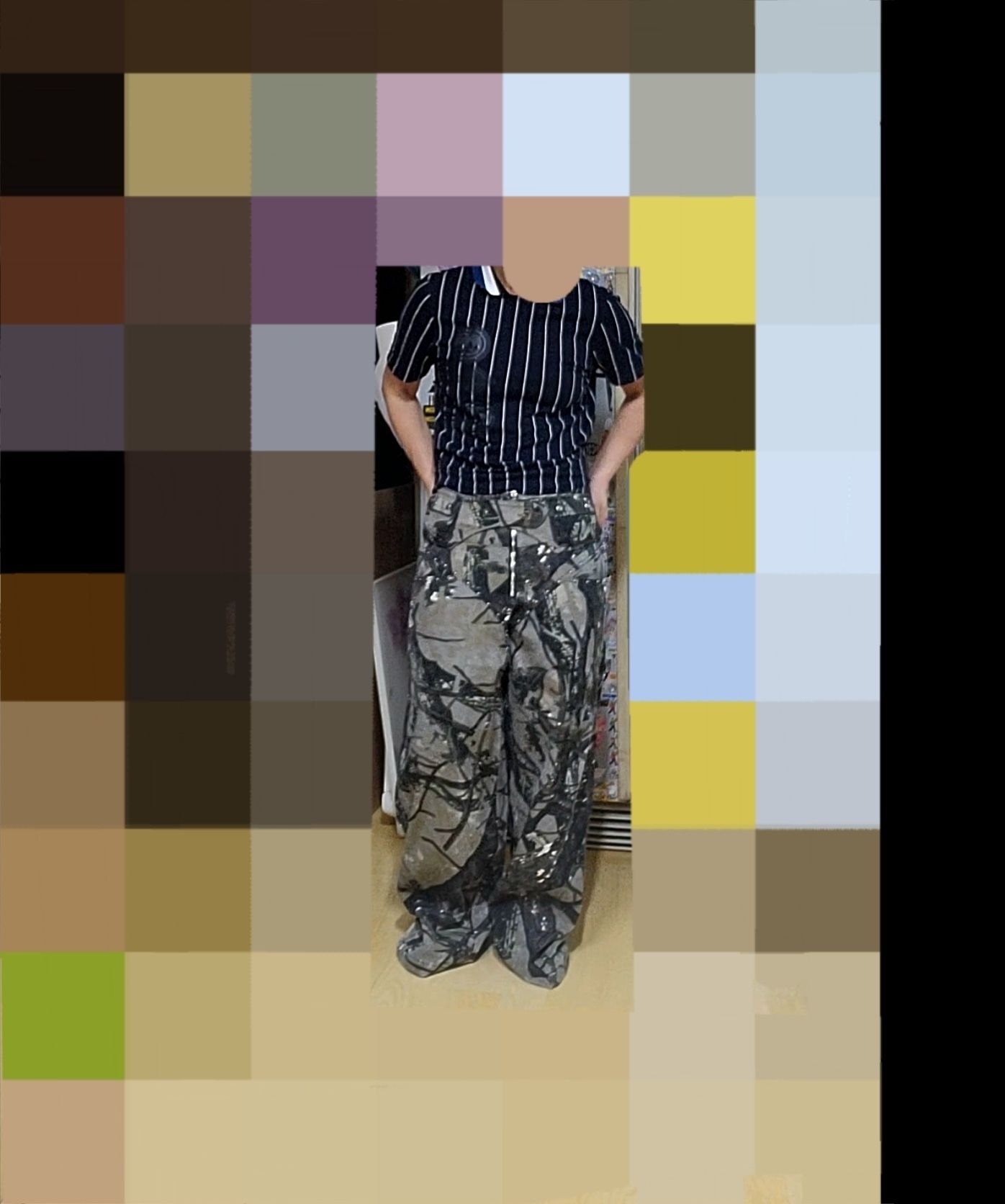 MUSINSA | KASHIKO Belt Rivet Oval Pants Camo