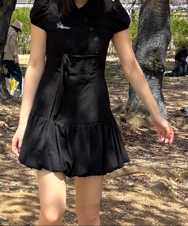 ワンピース KASHIKO Puff Preppy Mini Dress Black MUSINSA公式 | KASHIKO Puff Preppy Mini Dress Black