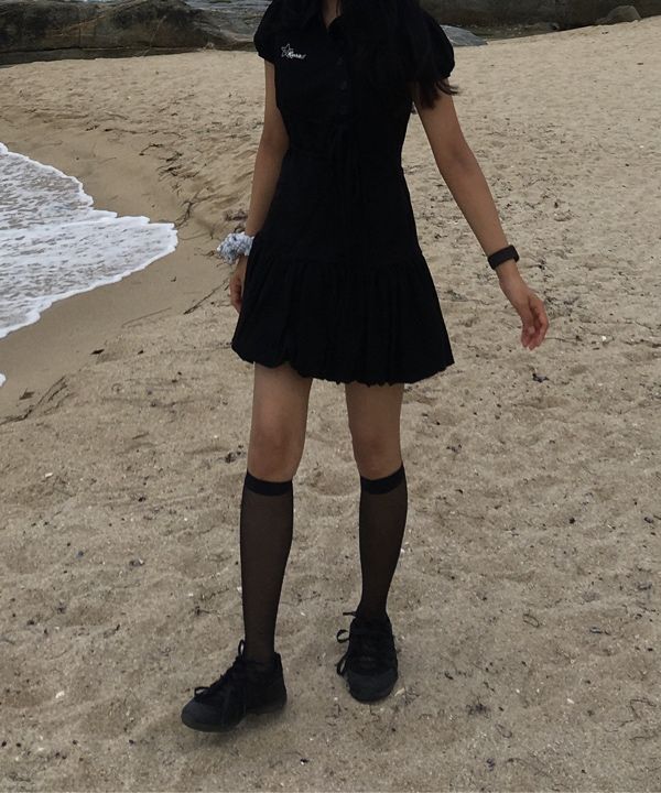 MUSINSA公式 | KASHIKO Puff Preppy Mini Dress Black