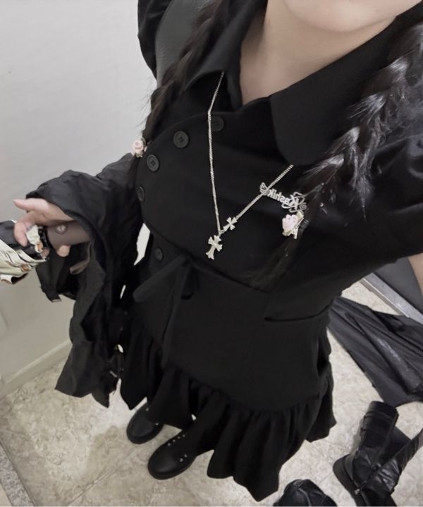 ワンピース KASHIKO Puff Preppy Mini Dress Black MUSINSA | KASHIKO Puff Preppy Mini Dress Black
