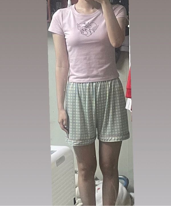 MUSINSA | KASHIKO Flower Heart Baby Tee Pink