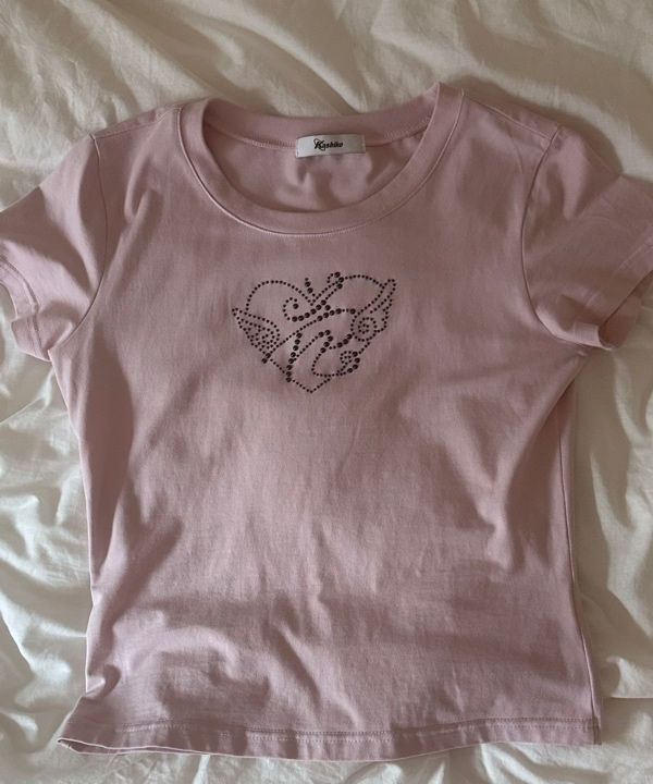 Kashiko☆Flower Heart Baby Tee MUSINSA | KASHIKO Flower Heart Baby Tee Black