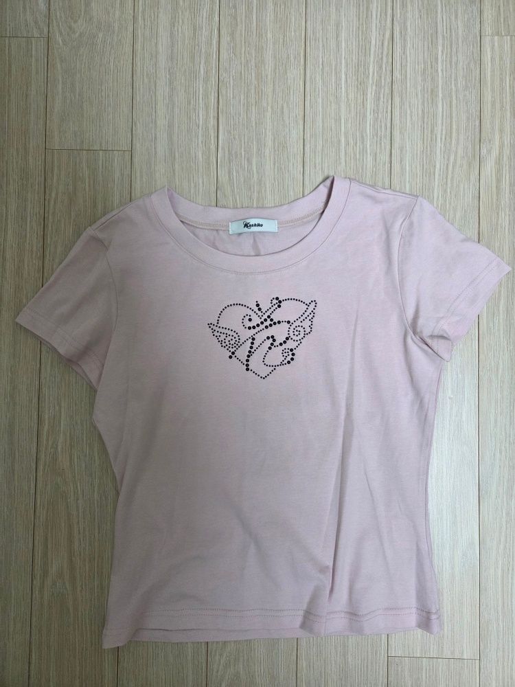 [Kashiko] ★ Flower Heart Baby Tee MUSINSA | KASHIKO Flower Heart Baby Tee Pink