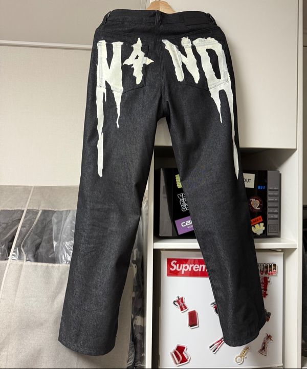 MUSINSA | NOT4NERD N4ND Drip Logo Denim Pants - White