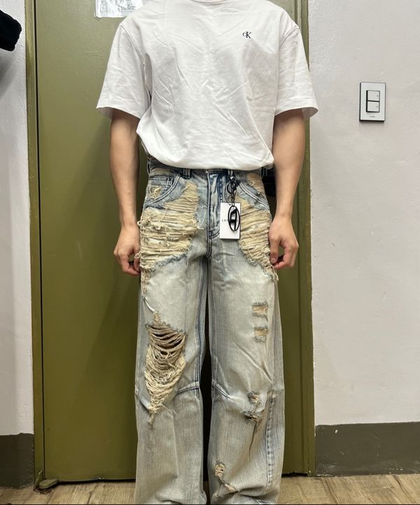早期完売★LECYTO★Destroyed Indigo Burst Denim Pants★大人気 ☆LECYTO☆Destroyed Indigo Burst Denim Pants【送料0/関税0】