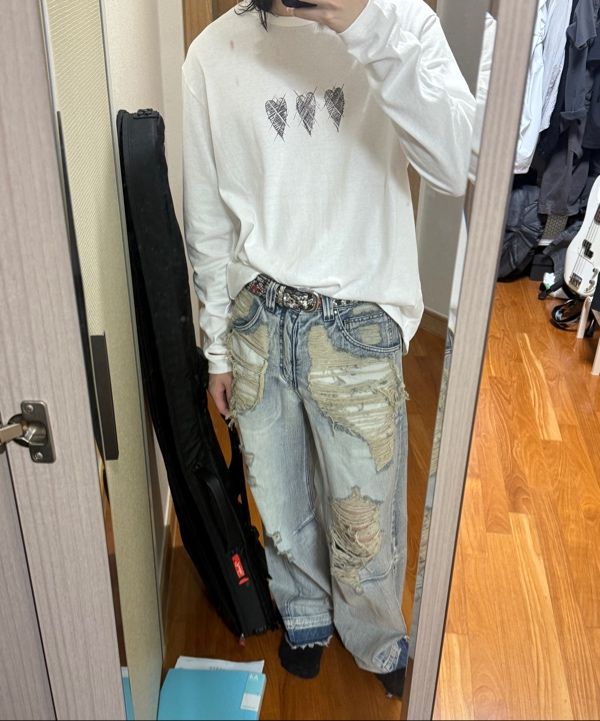 MUSINSA | LECYTO Destroyed Indigo Burst Denim Pants_[Blue]