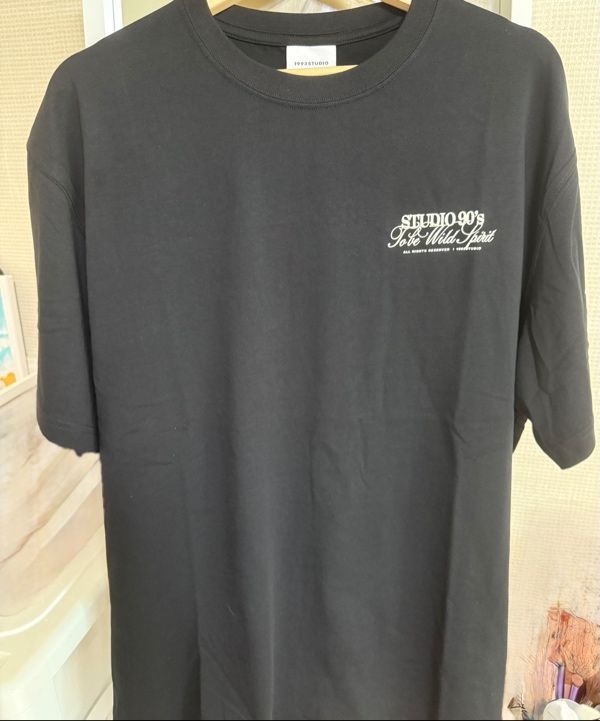 MUSINSA | 1993STUDIO Vintage Lettering T-Shirt_Black