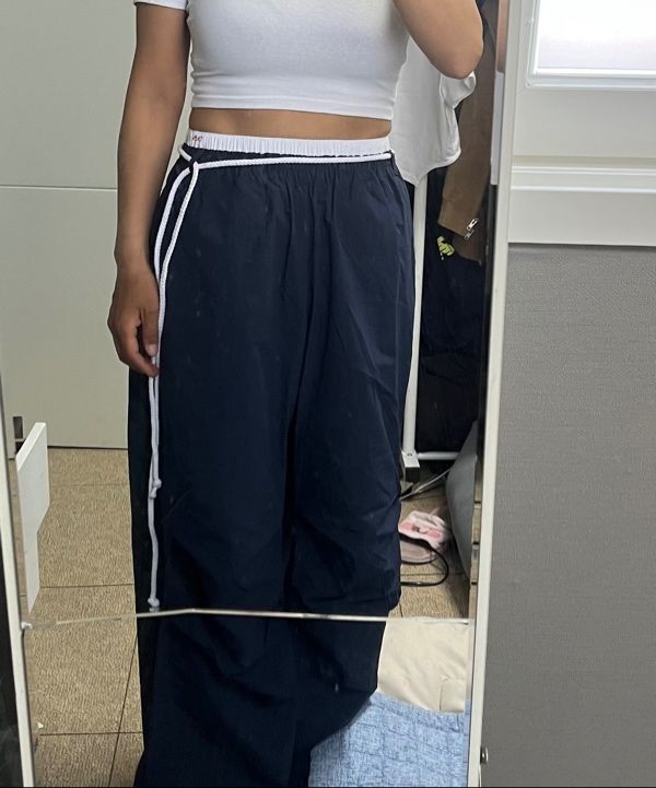 [YOUHEE] COTTON LAYERED BANDING WIDE PANTS ワイドパンツ YOUHEE] COTTON LAYERED BANDING WIDE PANTS ワイドパンツ