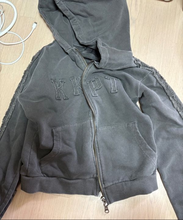 MUSINSA | KHAKIPOINT Pigment Hood Zip-up (charcoal)