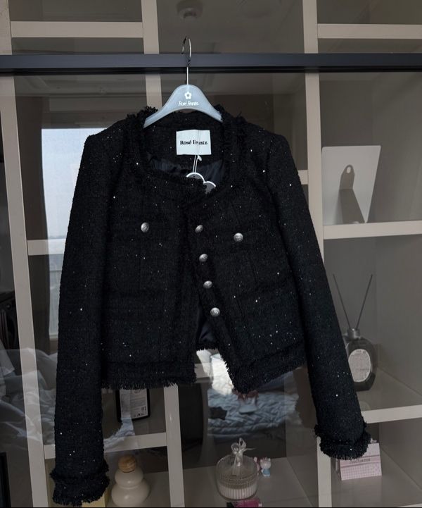 MUSINSA | ROSÉ FRANTZ Spangle Fringe Tweed Jacket [Ivory]