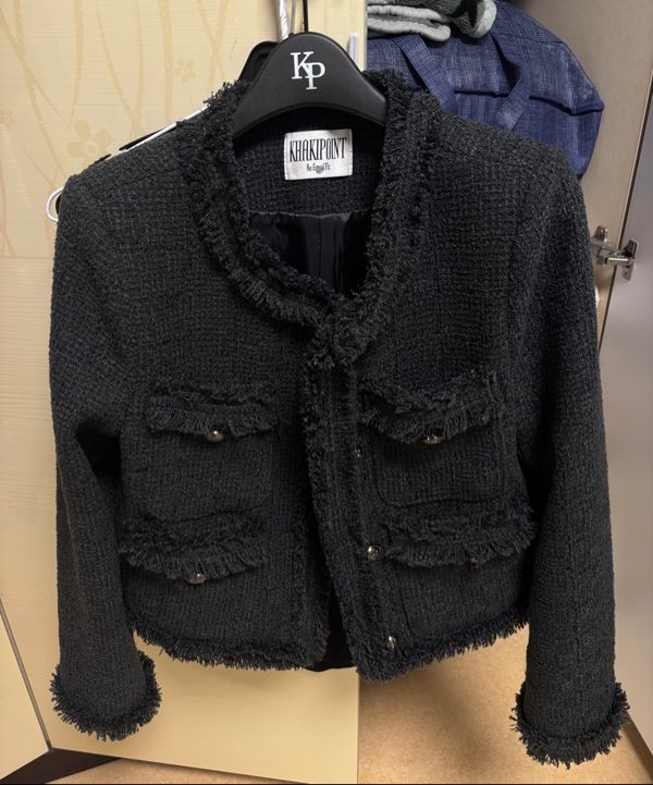 ◇KHAKIPOINT◇ Antique Crop Tweed Jacket black MUSINSA | KHAKIPOINT Antique Crop Tweed Jacket (black)