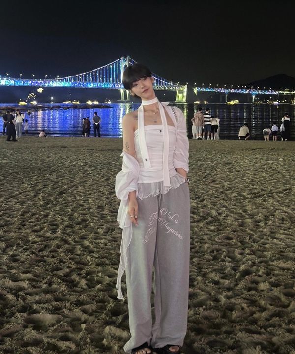★Rose Frantz★ Lace Layered Lettering Pants (3色) MUSINSA | ROSÉ FRANTZ Lace Layered Lettering Pants [Gray]