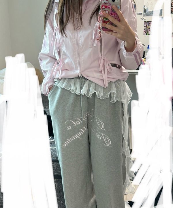 ★Rose Frantz★ Lace Layered Lettering Pants (3色) MUSINSA | ROSÉ FRANTZ Lace Layered Lettering Pants [Black]