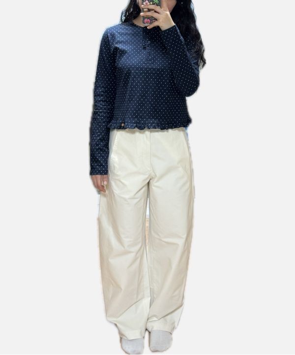 MUSINSA | RONRON DOT RUFFLE LONG SLEEVE T SHIRT WHITE