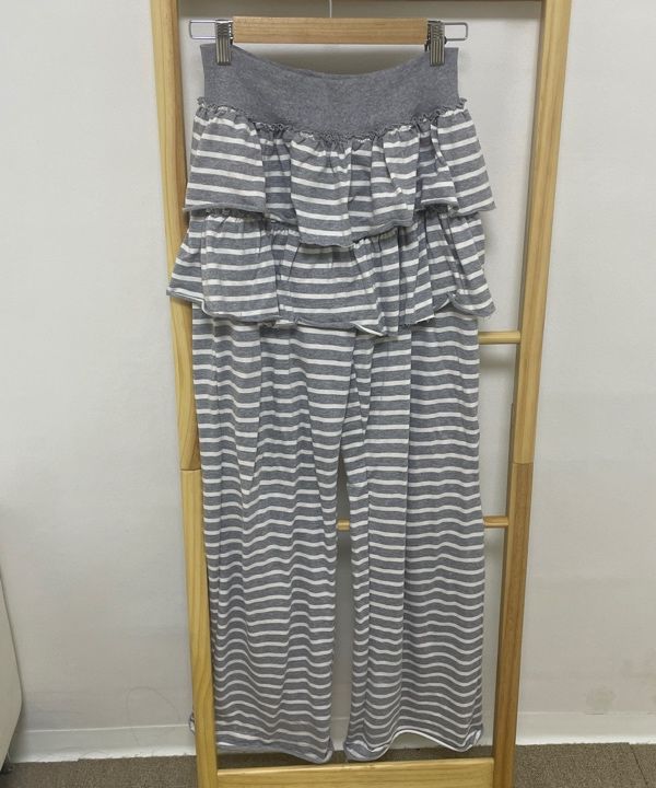 25SS新作 カラー【RONRON】DOT CANCAN RUFFLE LAYERED PANTSKIRT RONRON DOT CANCAN RUFFLE LAYERED PANTSKIRT MELANGE GREY