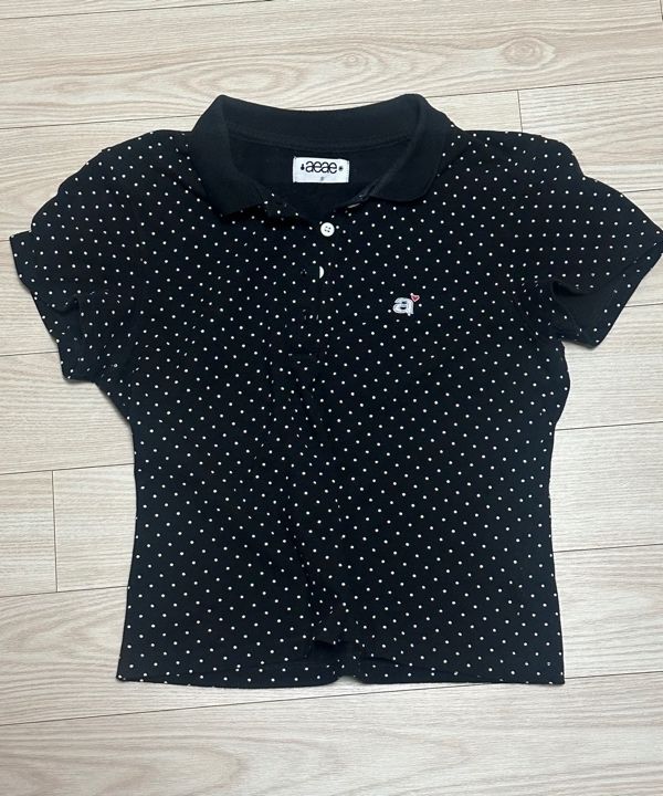 AEAE ドット柄 T-SHRTS aeae ネイビー ドット柄 半袖 ポロシャツ aeae