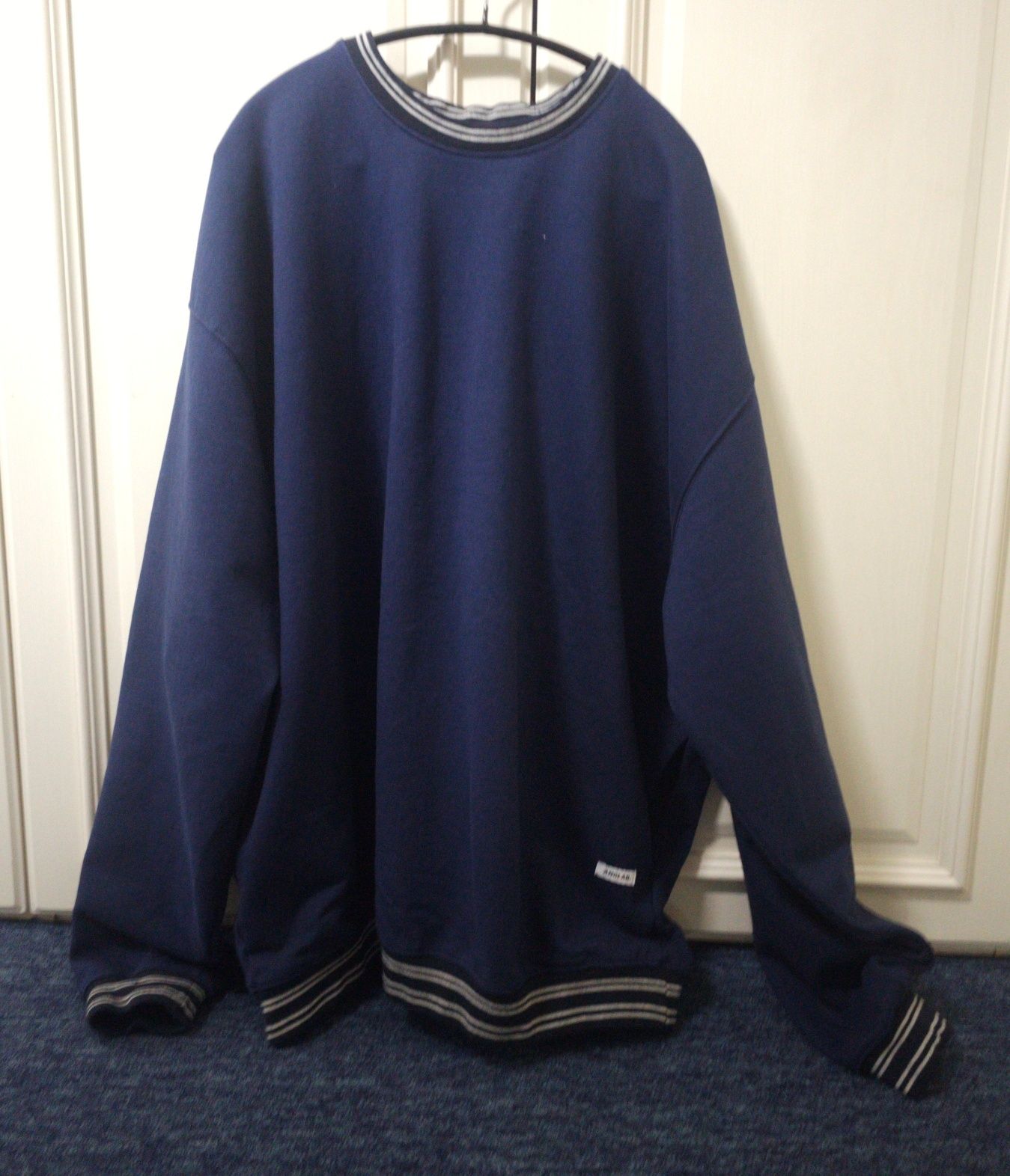 【ANGLAN】25SS★ [AG] Striped Rib Sweat Shirt AG] Striped Rib Sweat Shirt - Navy - ANGLAN