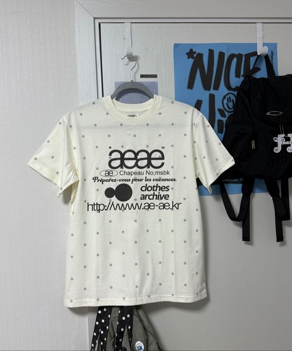 Tシャツ・カットソー AEAE WEB LOGO DOT TSHIRTS CREAM AE45SWTS005CRM WEB LOGO DOT CROP T-SHIRTS [CREAM] – aeae JAPAN