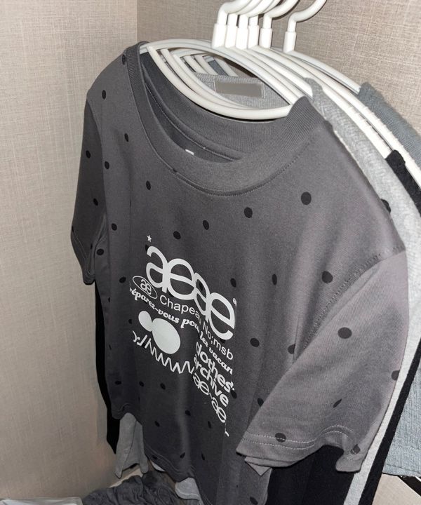 韓国 AEAE WEB LOGO DOT CROP T-SHIRTS