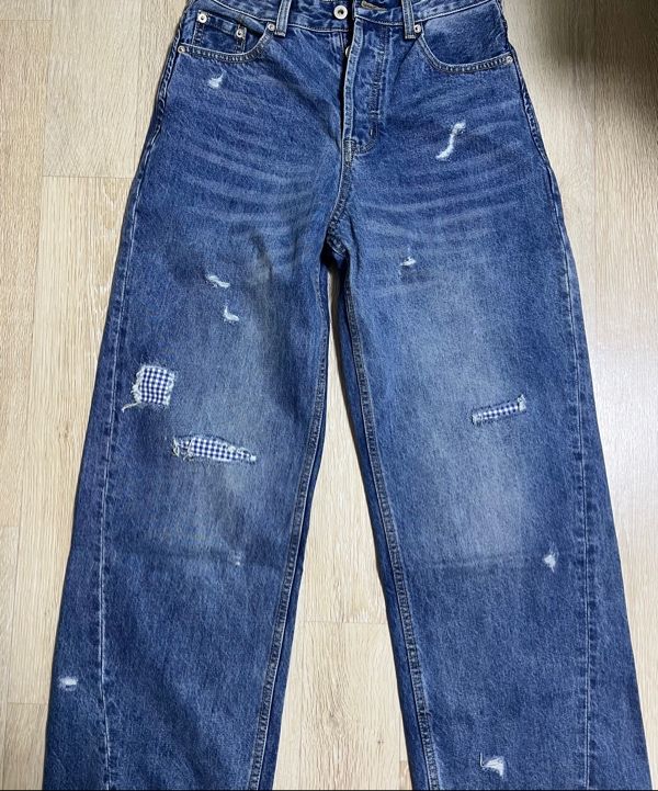 パンツ AEAE CHECK PATCHWORK DENIM PANT MID BLUE MUSINSA | AEAE CHECK PATCHWORK DENIM PANTS [MID BLUE]
