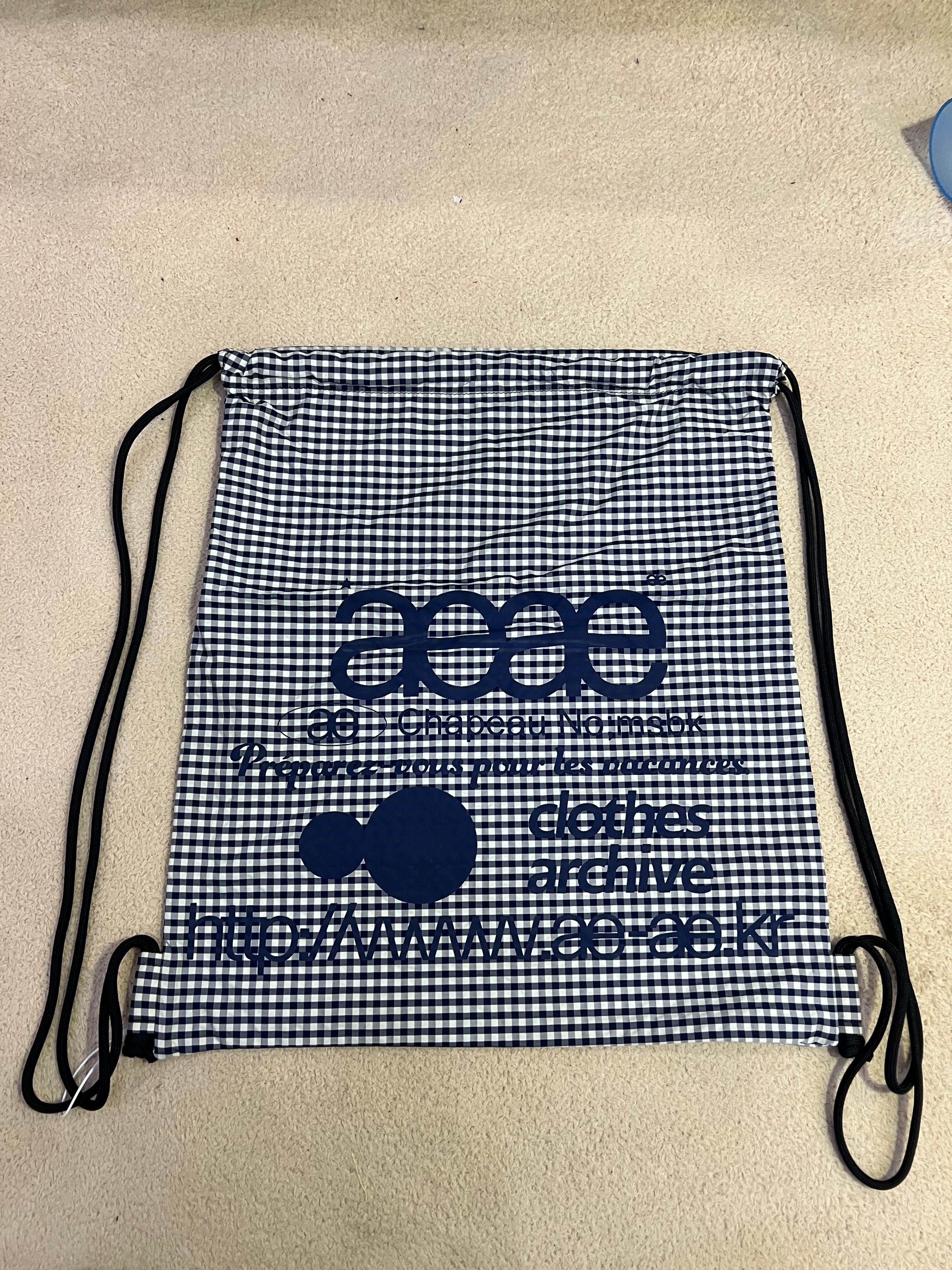 MUSINSA公式 | AEAE WEB LOGO CHECK GYM SACK [BLUE]