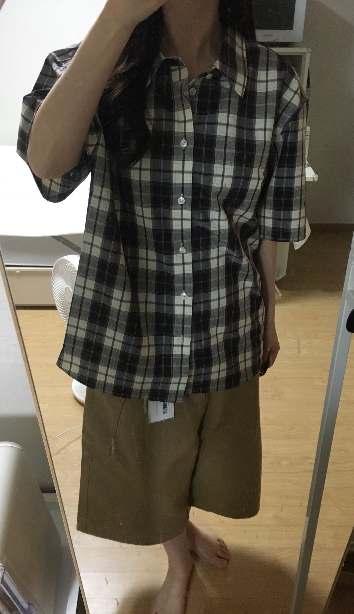 THECOLDESTMOMENT チェック シャツ 半袖 ブラウン M TCM MUSINSA | THE COLDEST MOMENT TCM mini logo check half shirts
