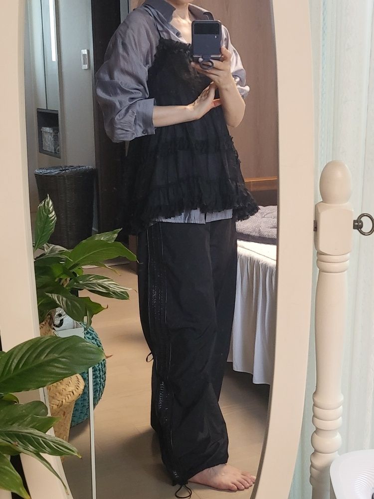 【BADBLOOD】Dark Billy Nylon Curved Track Pants ☆男女共用☆ MUSINSA | BADBLOOD Dark Billy Nylon Curved Track Pants - Black