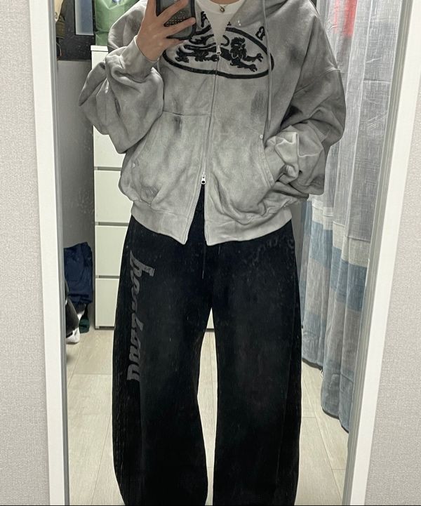 MUSINSA公式 | BADBLOOD Lion Patch Hoodie - Washed White