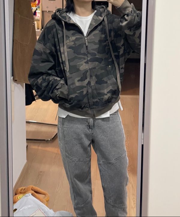 【BADBLOOD】CAMO HOOD ZIP UP ★送料・関税込★大人気★ BADBLOOD☆韓国大人気 Camo Hood Zip-Up - Military 男女共用