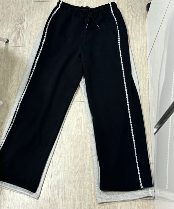 MUSINSA | GENERAL IDEA Lace Trimming Sweatpants [MELANGE
