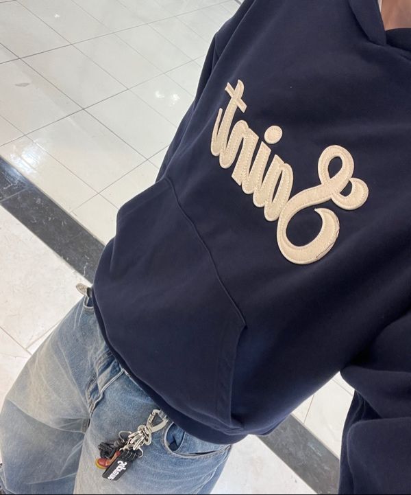 MUSINSA | DNSR Crop Saint Hoodie Navy