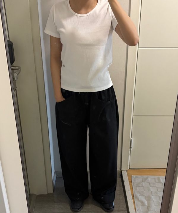 MUSINSA | FANCY CLUB Classic Button Banding Slacks (BLACK
