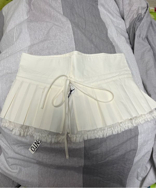 MUSINSA | PARTIMENTO WOMEN Turnover Pleated Wrap Skirt_White