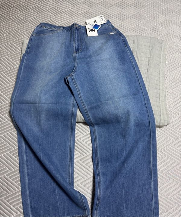 MUSINSA | SATUR Linen Relaxed Denim Pants Blue