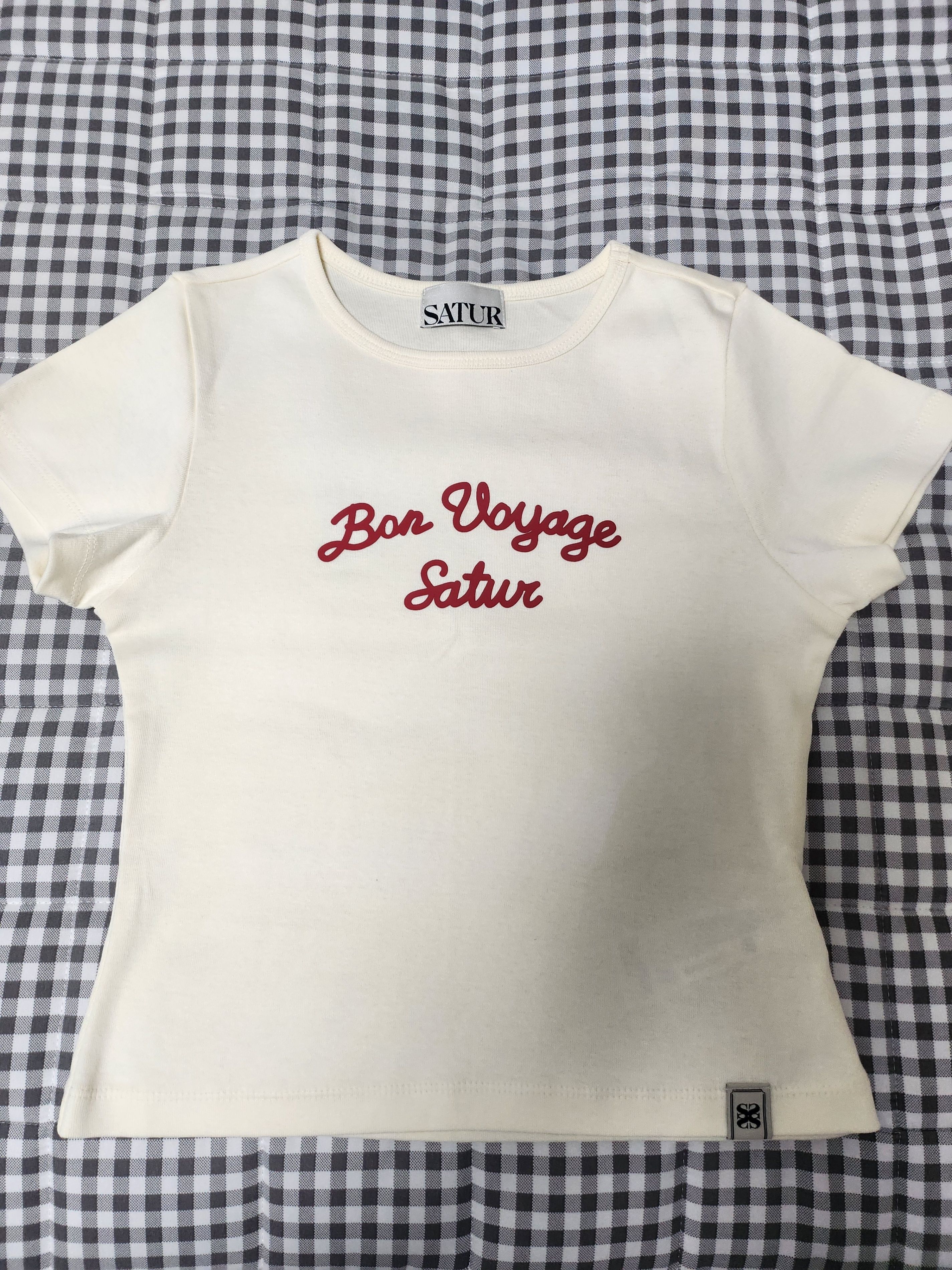 Tシャツ・カットソー SATUR W Bon Voyage Slim Fit Crop T-Shirt White SA252WTS35WHT MUSINSA | SATUR (W) Bon Voyage Slim Fit Crop T-Shirt White
