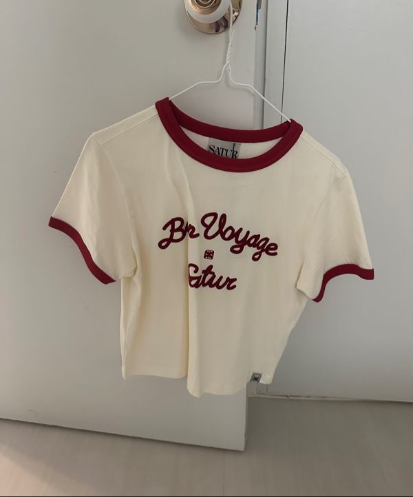 【SATUR】 (W) Bon Voyage Ringer Short Sleeve T-Shirt /追跡付 MUSINSA公式 | SATUR (W) Bon Voyage Ringer Short Sleeve T
