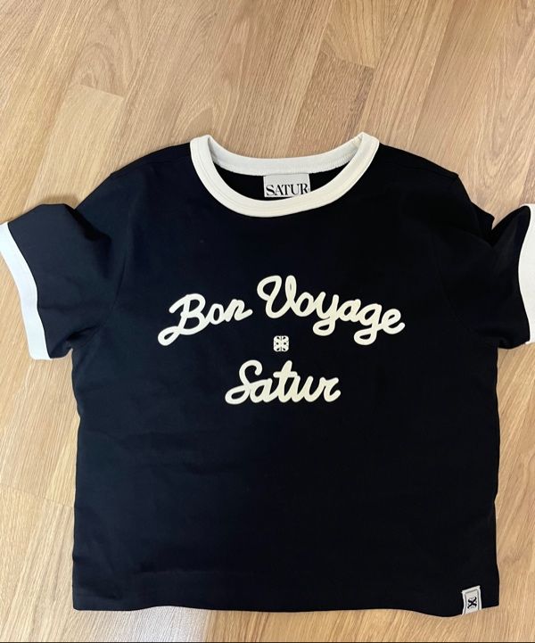 MUSINSA | SATUR (W) Bon Voyage Ringer Short Sleeve T-Shirt