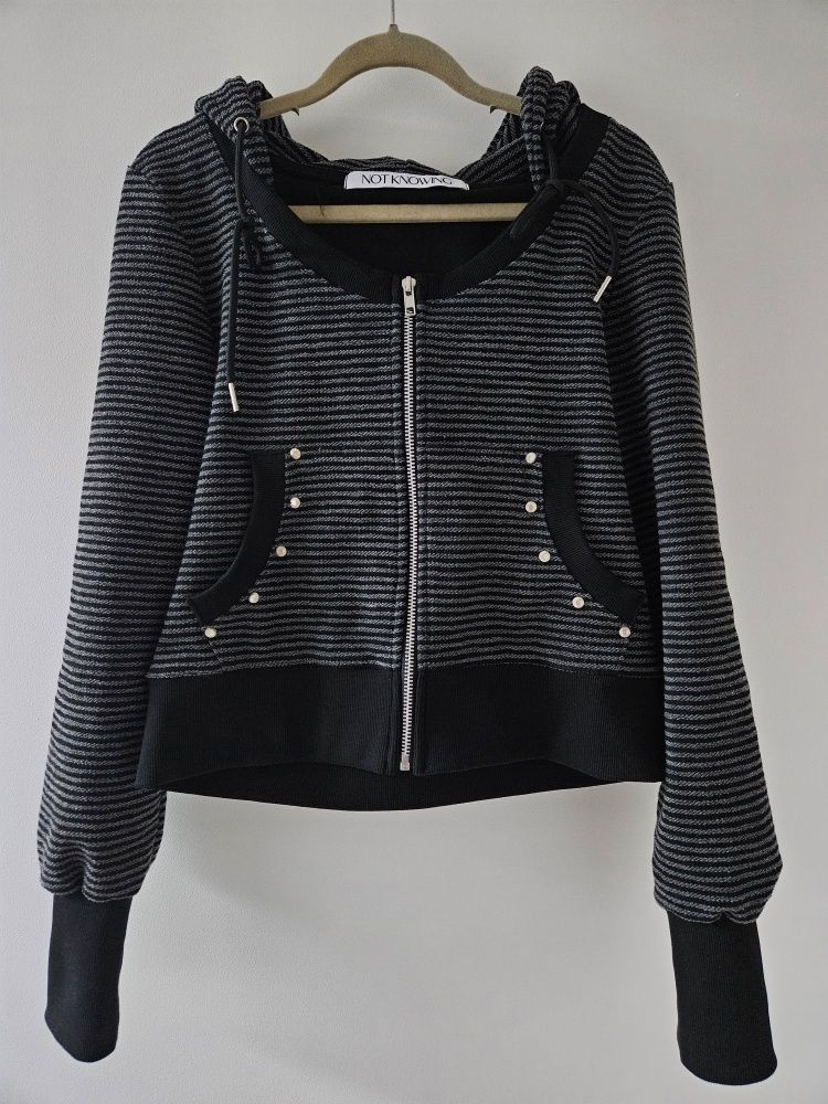 【NOT KNOWING】 U Neck Stripe Hood Zip Up /追跡付 NOT KNOWING】U Neck Stripe Hood Zip Up | OUR BRAND,NOT