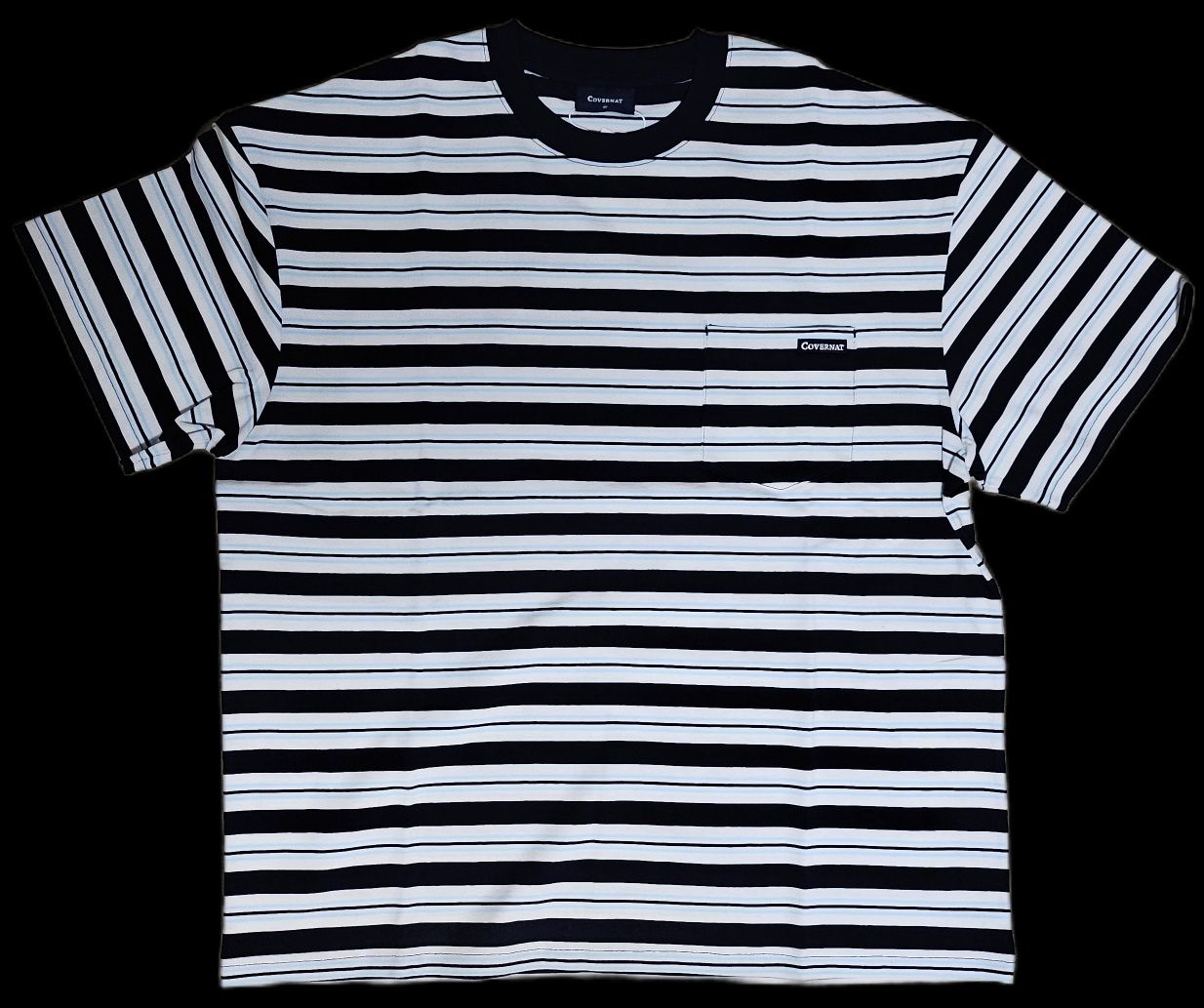 MUSINSA | COVERNAT Multi Stripe T-Shirt Dark Navy